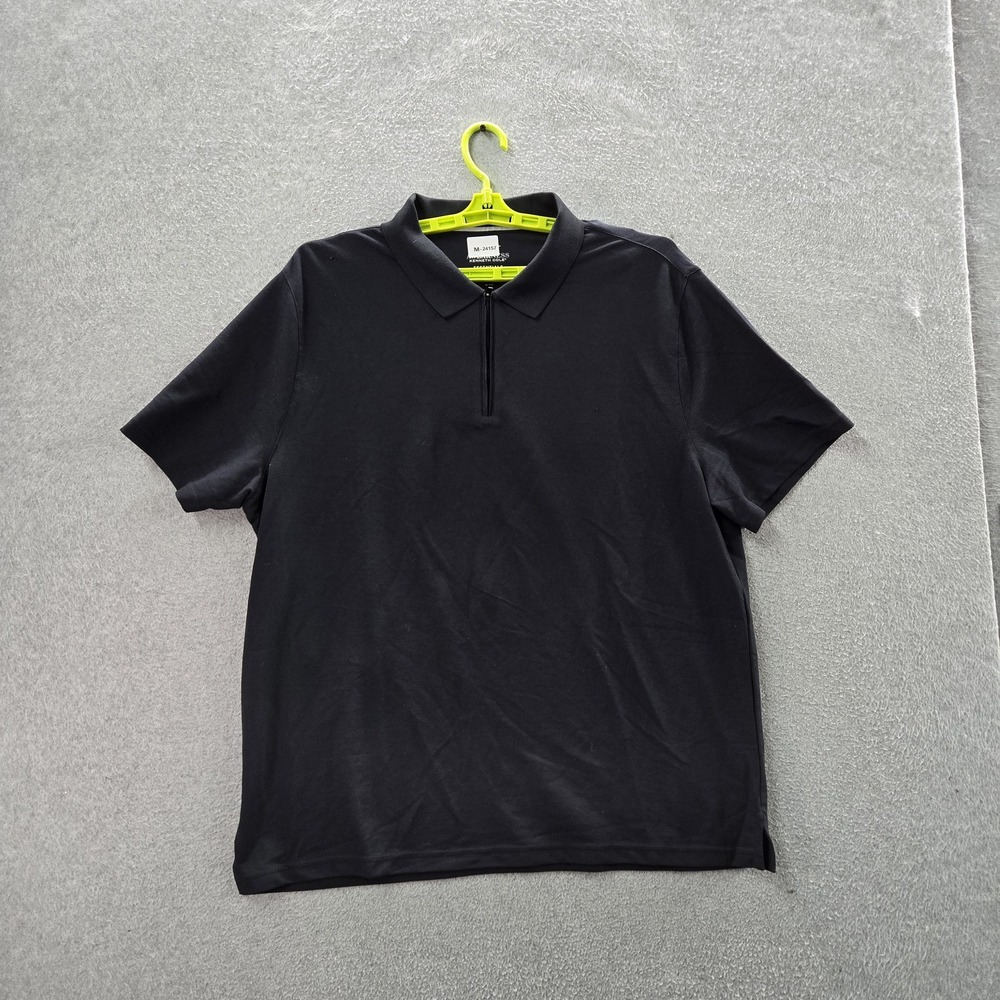 Kenneth Cole Men Polo XXL Black Awareness Essentials Slim Quarter Zip